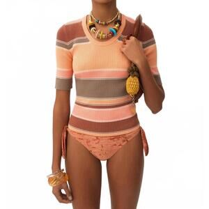 NEW CHLOE ribbed knit top in multicolor orange